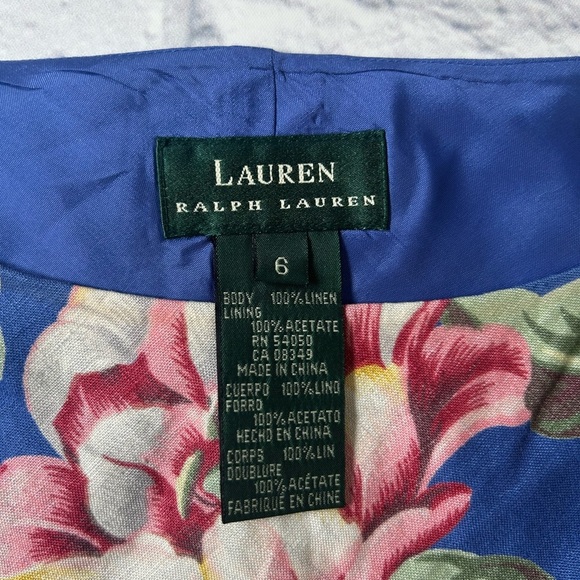 Ralph Lauren Blue Floral Sleeveless Maxi Dress. 100% Linen. Size 6. Quiet Luxury - Picture 6 of 14